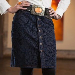 Ryan Michael Button Down Flocked Skirt A118